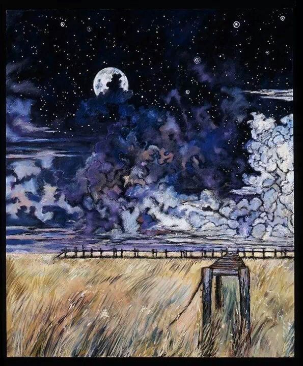 Art by Clive Barker: a dock to ~nowhere, Chickentown, USA